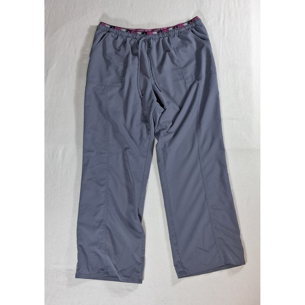 Scrub Star Womens Scrub Pants XL Gray Drawstring Cargo Pockets Elastic Waistband